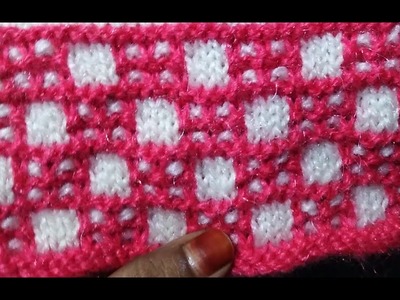 Beautiful Double Color Design | Easy Two Color Hindi Knitting Pattern | How to Make 2 Color pattern