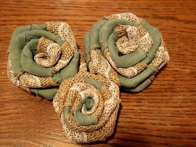 ????????Burlap Flowers w.Green Fabric????????: How to Make Them More Rose Shaped Instead of Flat