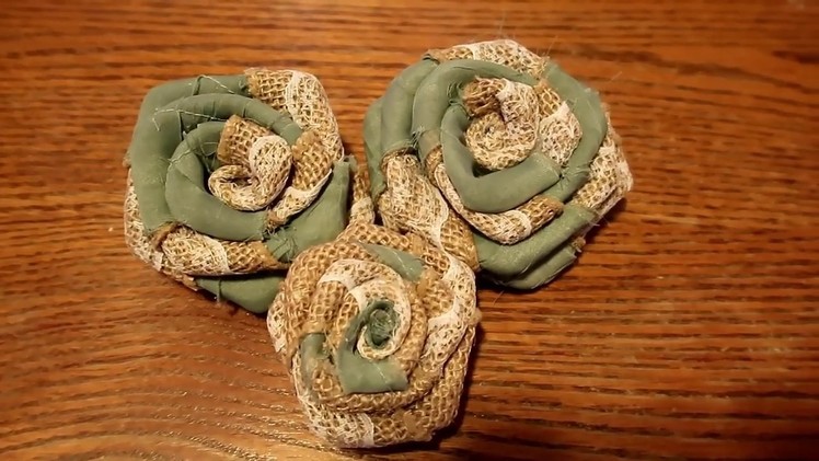 ????????Burlap Flowers w.Green Fabric????????: How to Make Them More Rose Shaped Instead of Flat