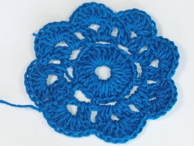 Crochet flower for glass mat or granny square,crochet flower,kushikatar ful,kuruser kaj,crosia ful