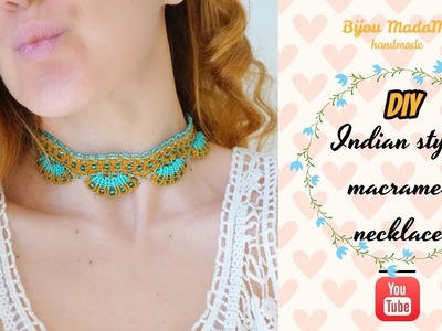 DIY indian style macrame necklace | Macrame necklace choker tutorial | DIY macrame jewelry