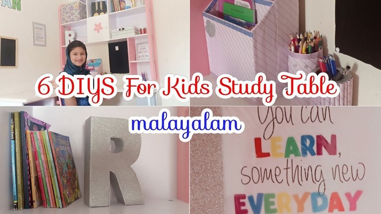 DIY STUDY TABLE DECORS AND ORGANIZER. KIDS STUDY DESK ORGANIZING IDEAS IN MALAYALAM