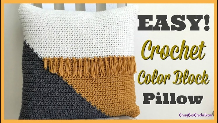 Easy Crochet Color Block Pillow Cover