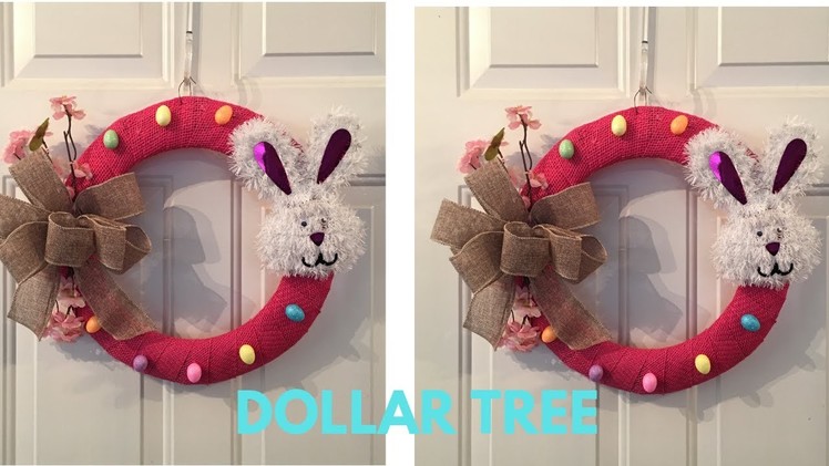 Easy Dollar Tree Burlap Easter Bunny Wreath DIY