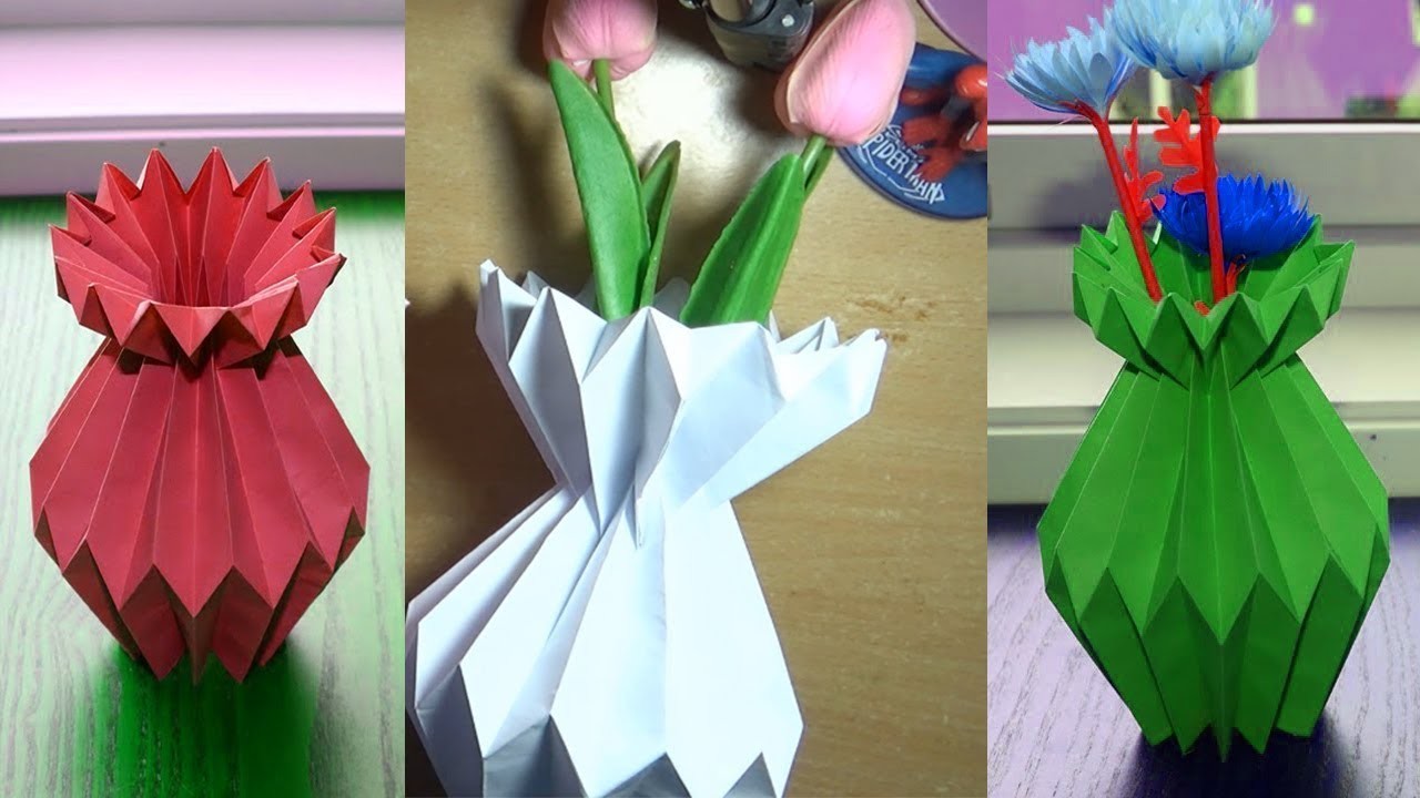 Easy Paper Flower Vase, Origami Vase, DIY