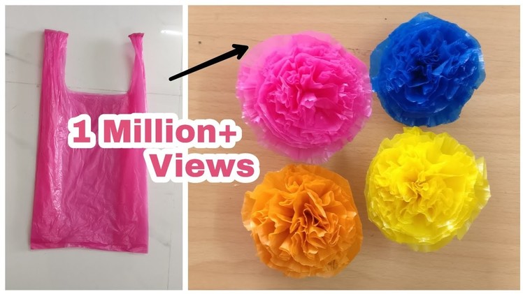Flowers Making With Plastic Carry Bags | DIY | Carry Bags Re Use Ideas | Best Out Of Waste