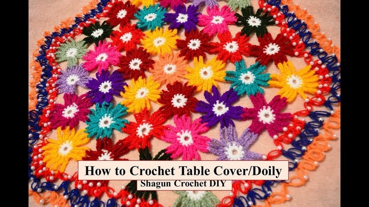 How to Crochet Flower inspired Table Cover.Doily Part-2.Thalposh