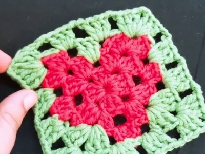 How to make a crochet  heart in a granny's square