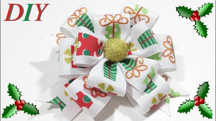 How To Make Hair Bows ???? DIY #228 Christmas Holiday Stacked Hairbow Tutorial