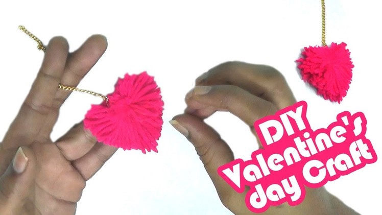 How to make heart shape pompom in Hindi | Heart gift for valentine's- woolen handmade craft