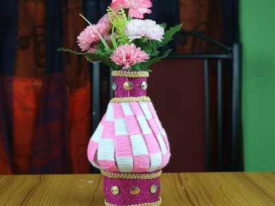 Innovative Ideas of Flower Vase || How to Make Woolen Flower Vase - Best out of waste - Reuse ideas