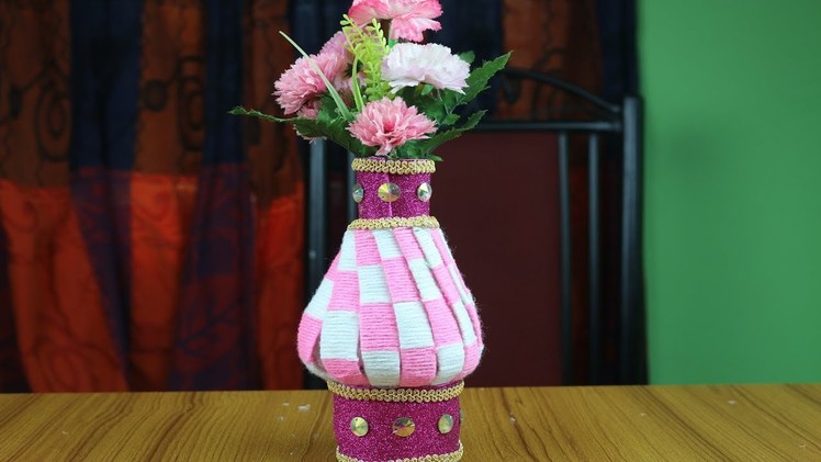 Innovative Ideas of Flower Vase || How to Make Woolen Flower Vase - Best out of waste - Reuse ideas