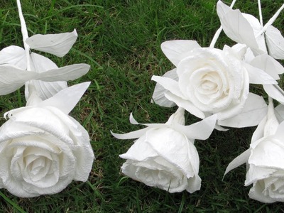 Paper flowers rose diy tutorial.origami flower, making realistic and easy paper roses for beginners