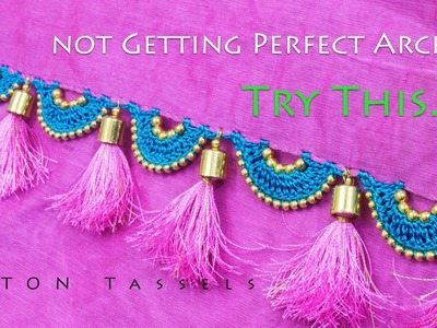 Try This If You Need Perfect Arch Crochet | Beaded Arch Design | Saree Kuchu. Krosha Design | Tamil