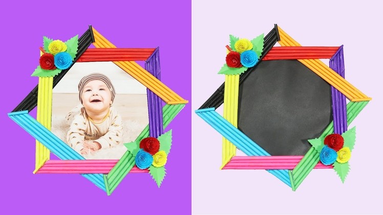Unique Paper Photo Frame | DIY Colorful Photo Frame | Homemade Photo Frame Making Tutorial