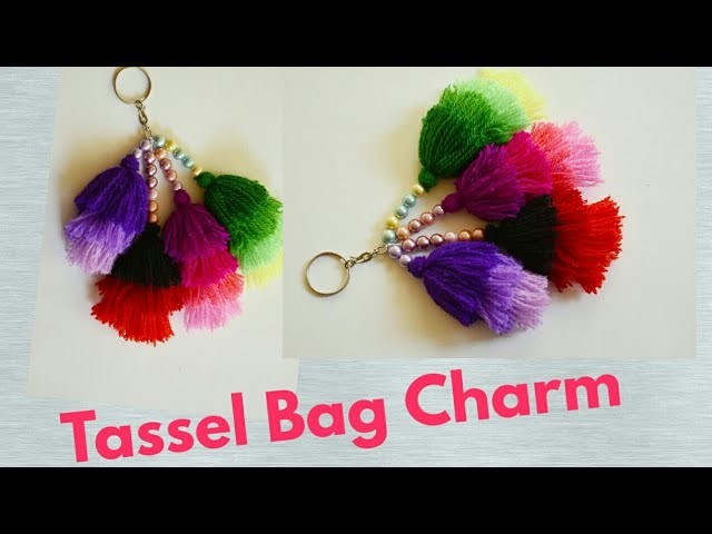 Woolen tassel bag charm. Woolen key chain tutorial. DIY