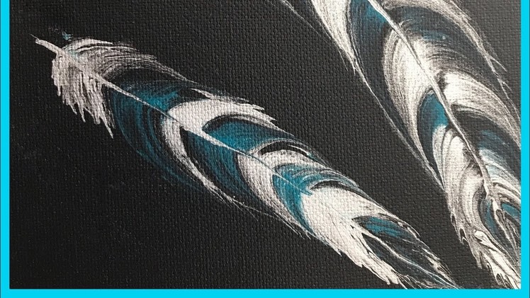 (203) How to String Pull Acrylic Painting Feather.