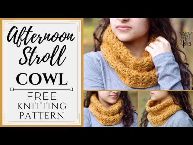 Afternoon Stroll Cowl - FREE Knitting Pattern by Yay For Yarn - Quick, One-Skein Project