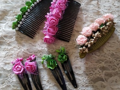 D.i y how to make hair comb clips,hair pins  and hair  accessories 2019