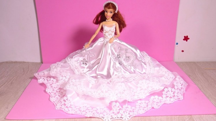DIY Disney Princess Barbie Wedding Dress Up Beautiful Wedding How to Make Doll Dresses Tutorial