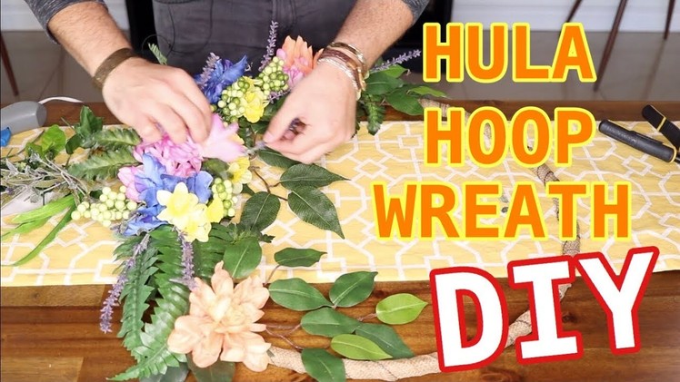 How To Make A Gorgeous Spring Flower Wreath Using A Hula Hoop.  Dollar Tree DIY