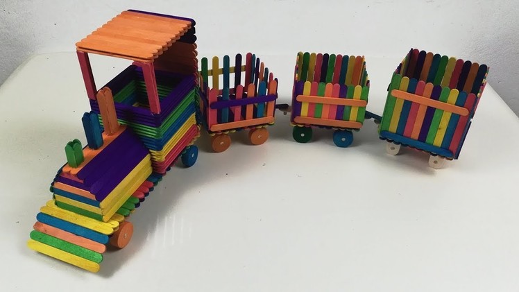 How to make a simple train with ice cream sticks
