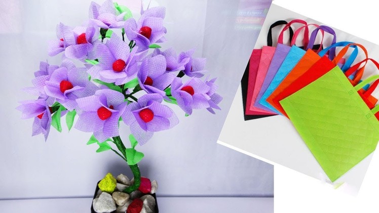 How To Make Bonsai Tree And Beautiful Flower using Old Shopping Bag || Easy Crafts ||Muniya Munni