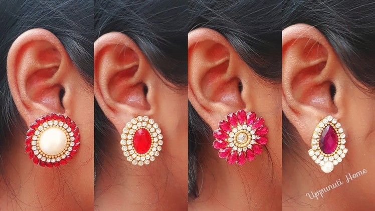 How To Make Designer Stud Earrings At Home | DIY | Earring Designs | uppunutihome