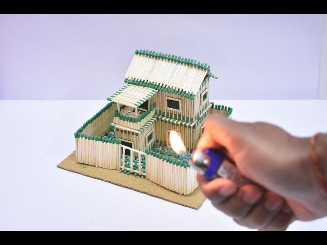 How to Make Match House and Amazing Fire Domino | Match Stick House | Matchstick art and Craft