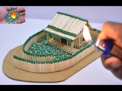 How to Make Match House at Amazing  Fire Domino | Match Chain Reaction | Match Stick House