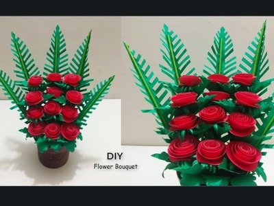 How To Make Paper Flower Bouquet 2019|| Make Paper Floral Decoration || Diy Flower Bouquet Paper