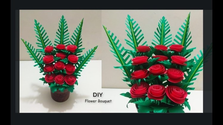 How To Make Paper Flower Bouquet 2019|| Make Paper Floral Decoration || Diy Flower Bouquet Paper