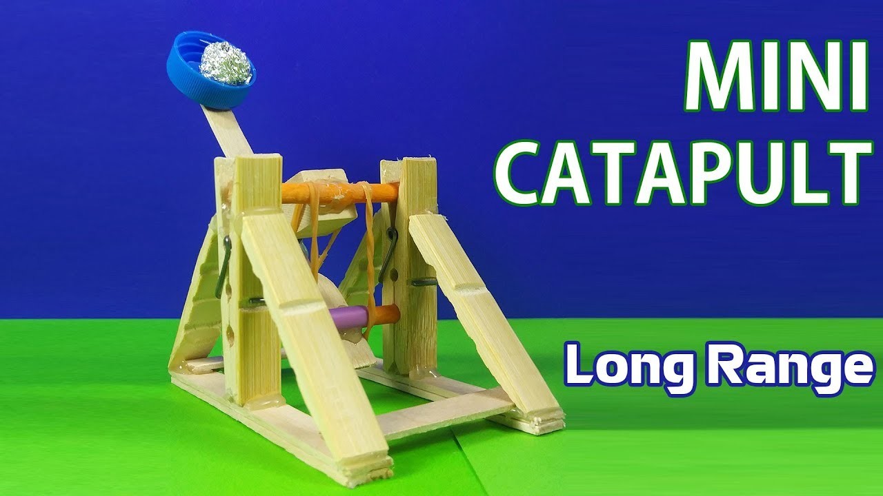 LONG RANGE Sticks Catapult | How to  Build a mini catapult