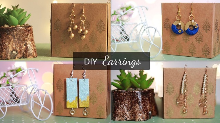 4 Easy DIY Earrings | Handmade Jewellery |  How to make earrings