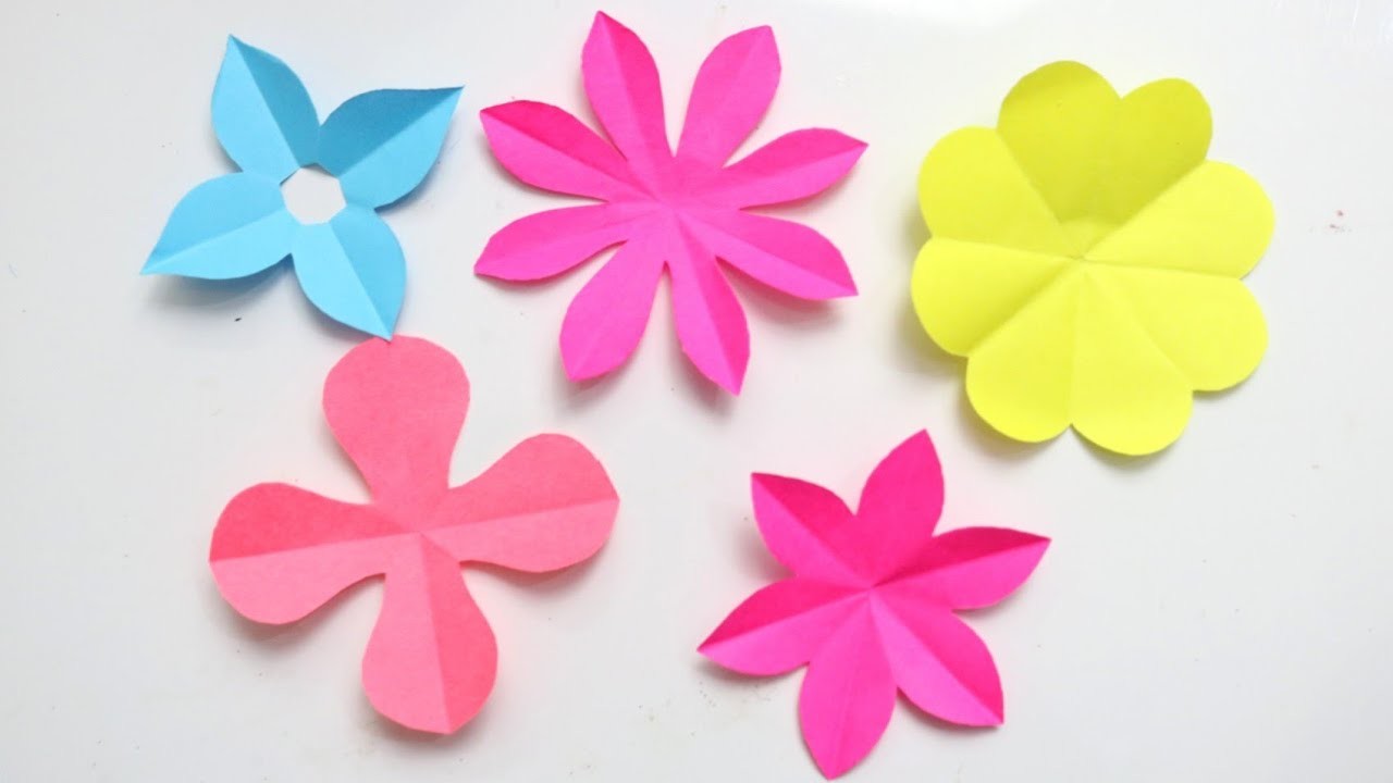 5 Easy Paper Flower Paper Flower Making Ideas How to cut.make Paper