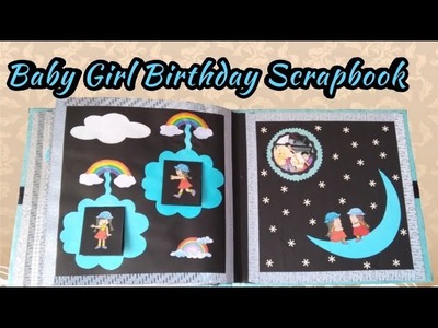 Baby Girl Birthday Scrapbook.Handmade Scrapbook Gift