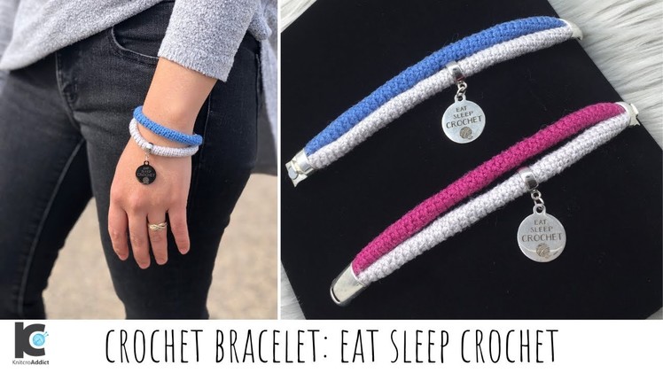 Crochet Bracelet : EAT SLEEP CROCHET