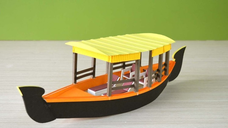 How to make a beautiful shikara boat from sun board and color paper |