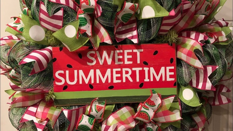 How to make a poof watermelon wreath from a kit from Hard Working Mom