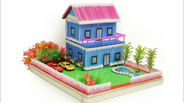 How to make a Wonderful Villa Using Cotton Bud, Straw, Pool with Slime