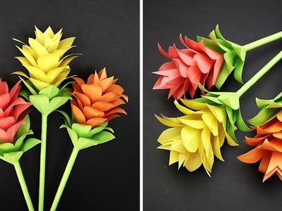 How to Make Beautiful Paper Stick Flower (Siam Tulip) | Making Paper Flowers Step by Step