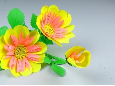 How to Make Beautiful Stick Flower with Paper - Making Paper Flowers Step by Step - Handmade Craft