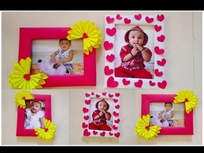 How to make cardboard photo Frame.Beautiful handmade photo frame ideas