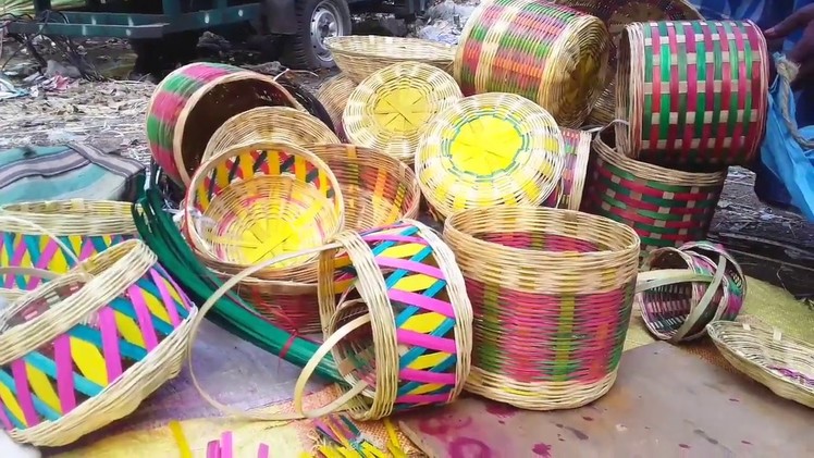 How To Make Colorful Bamboo Hand Fan - Indian Village Unique Bamboo Art