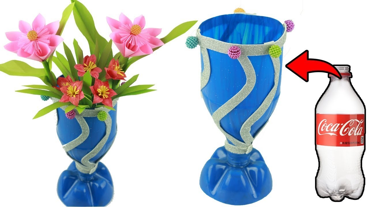 How to Make Flower Vase with Plastic Bottle.Plastic Bottle Flower Vase