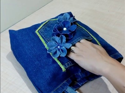 How To Make Hand Bag From Old Jeans | Old Cloth Reuse Ideas | DIY Bag