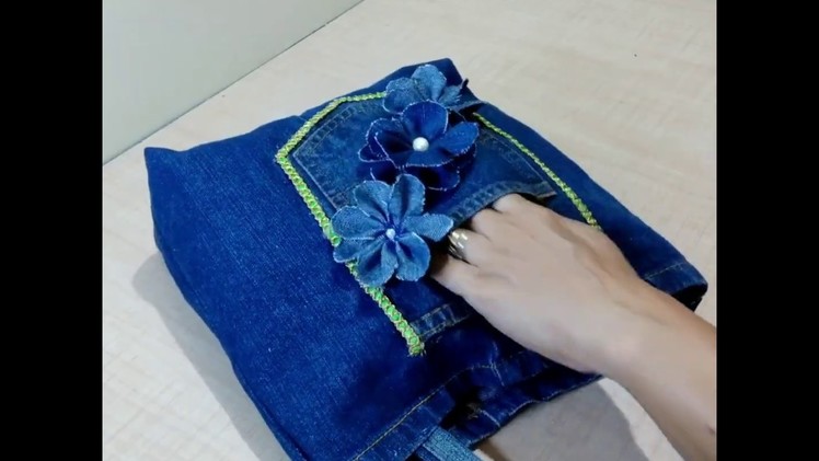 How To Make Hand Bag From Old Jeans | Old Cloth Reuse Ideas | DIY Bag