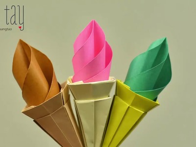 How To Make Ice Cream Cones Paper - Origami Ice Cream Cone Tutorial | Creative DIY