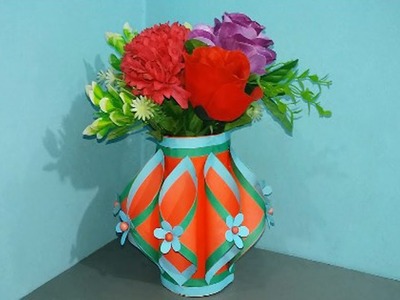 How to Make Origami Flower Vase !! Making Paper Flowers Vase Step by Step (very easy)