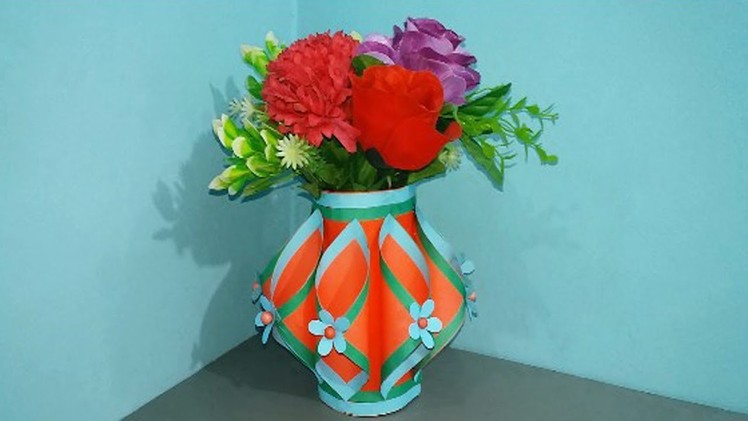 How to Make Origami Flower Vase !! Making Paper Flowers Vase Step by Step (very easy)